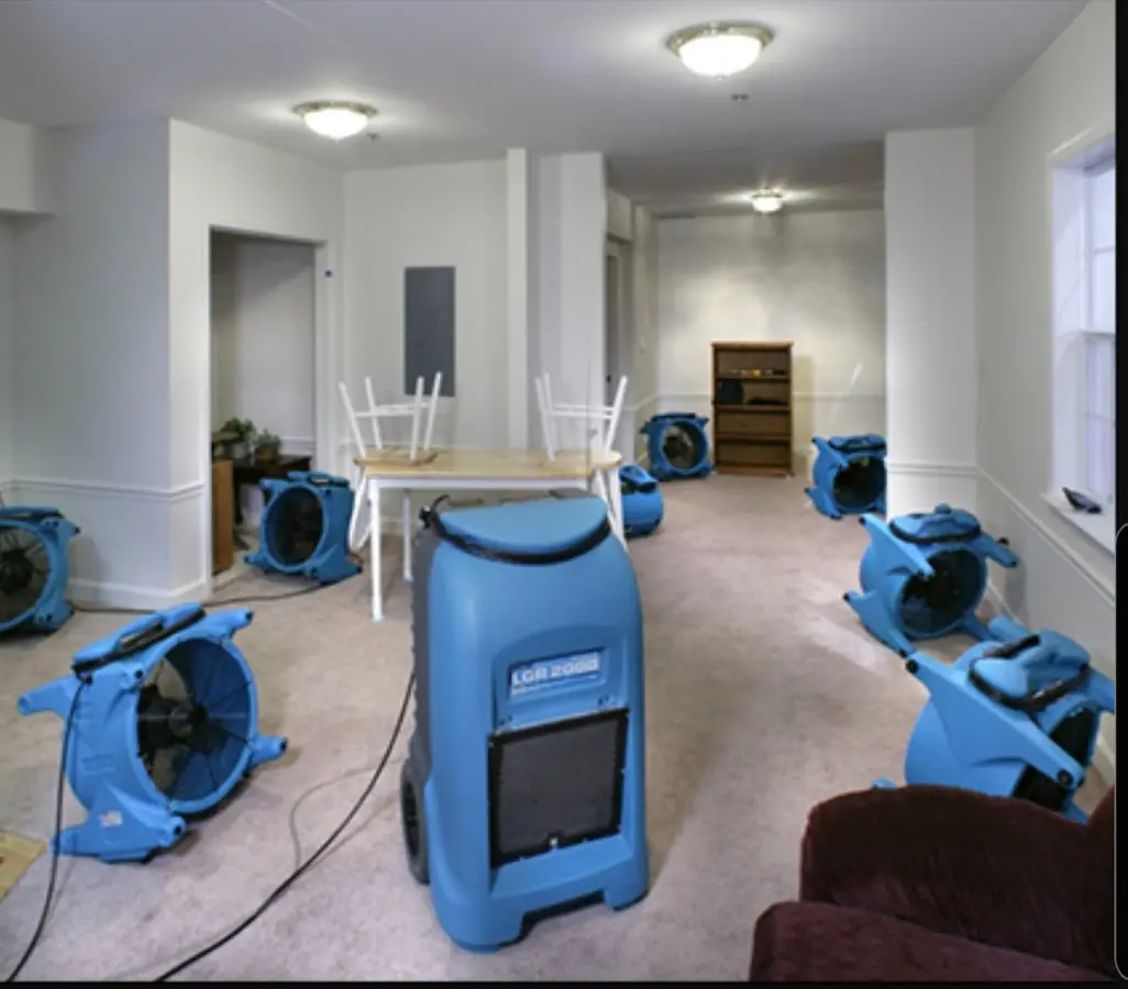 Air movers and dehumidifier setup for Water Extraction & Removal in Tehaleh